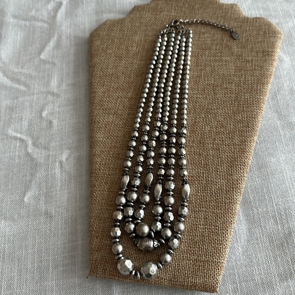 Silvertone multi strand necklace with extension - Picture 8 of 11